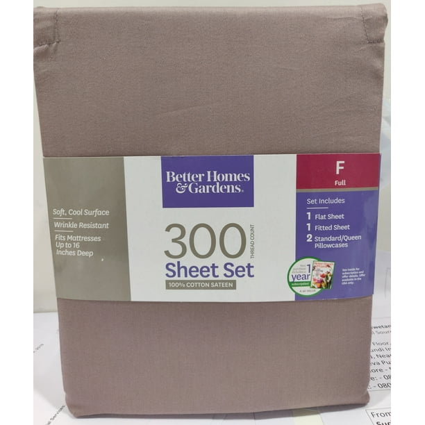 New Better Homes & Gardens 300 Thread Count Twin Sheet Set 100% Cotton Sateen New Better Homes & Gardens 300 Thread Count Twin Sheet Set 100% Cotton Sateen